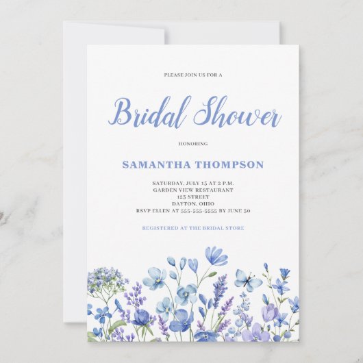 Blauw Vrijgezellenfeest van Floral Kaart (Voorkant)