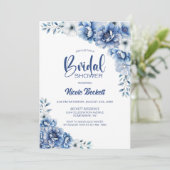 Blauw Vrijgezellenfeest van Floral Kaart (Staand voorkant)