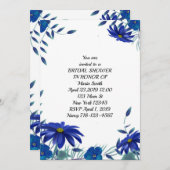 Blauw Vrijgezellenfeest van Floral Kaart (Voorkant / Achterkant)