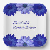 Blauw Vrijgezellenfeest van Floral Papieren Bordje (Voorkant)