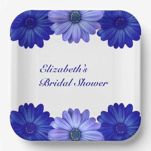 Blauw Vrijgezellenfeest van Floral Papieren Bordje (Voorkant)