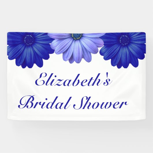 Blauw Vrijgezellenfeest van Floral Spandoek (Horizontaal)