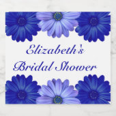 Blauw Vrijgezellenfeest van Floral Sparkling Wijnetiket (Enkel label)