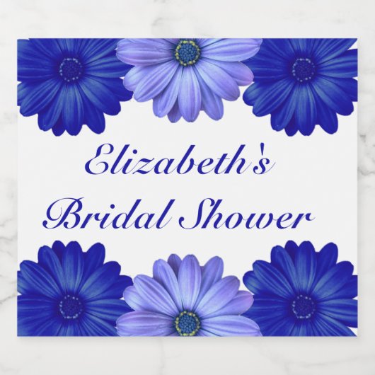 Blauw Vrijgezellenfeest van Floral Sparkling Wijnetiket (Enkel label)