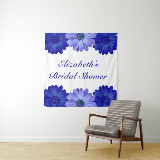 Blauw Vrijgezellenfeest van Floral Wandkleed (In situ)