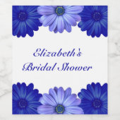 Blauw Vrijgezellenfeest van Floral Wijn Etiket (Enkel label)