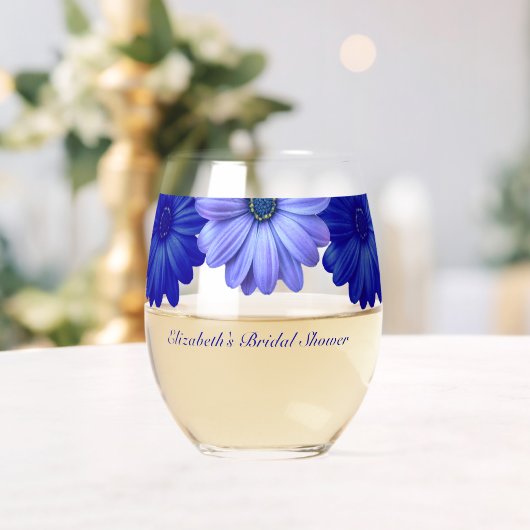 Blauw Vrijgezellenfeest van Floral Wijnglas Zonder Voet (Insitu (Huwelijk))