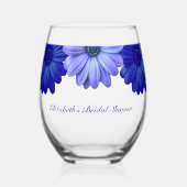 Blauw Vrijgezellenfeest van Floral Wijnglas Zonder Voet (Voorkant)