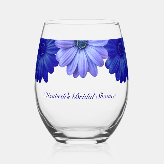 Blauw Vrijgezellenfeest van Floral Wijnglas Zonder Voet (Voorkant)