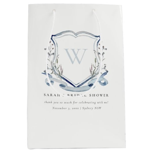 Blauw Vrijgezellenfeest voor bloemmonogram bloem Medium Cadeauzakje (Voorkant)