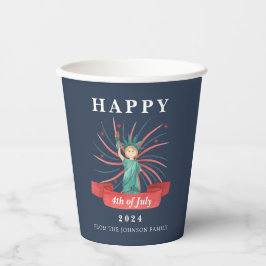 Blauw Vrijheidsbeeld Blauw 4 juli Papieren Bekers