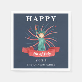 Blauw Vrijheidsbeeld Gelukkig 4 juli Servet