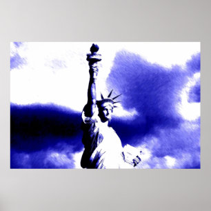 Blauw Vrijheidsbeeld Poster
