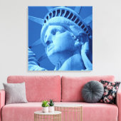 Blauw Vrijheidsbeeld Verpakt Canvas Afdruk (Insitu (Woonkamer))