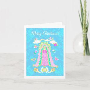 Blauw Vrolijk Kerstfeest Onze Lieve Vrouw van Guad Notitiekaartje