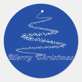 Blauw Vrolijk Kerstzegel Ronde Sticker
