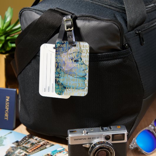 Blauw Vrouw Gezicht Goud Inspirerend Citaten Bagagelabel (Voorkant & Achterkant)