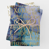 Blauw Vrouw Gezicht Goud Inspirerend Citaten Inpakpapier Vel (In situ)