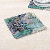 Blauw Vrouw Gezicht Goud Inspirerend Citaten Kartonnen Onderzetters (Schuin)