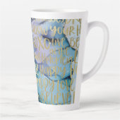 Blauw Vrouw Gezicht Goud Inspirerend Citaten Latte Mok (Rechts)