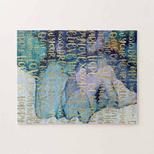 Blauw Vrouw Gezicht Goud Inspirerend Citaten Legpuzzel (Horizontaal)