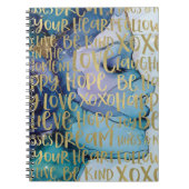 Blauw Vrouw Gezicht Goud Inspirerend Citaten Notitieboek (Voorkant)