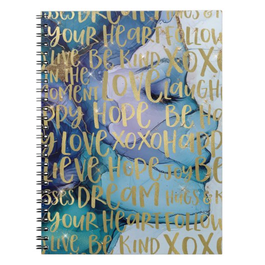 Blauw Vrouw Gezicht Goud Inspirerend Citaten Notitieboek (Voorkant)