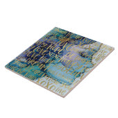 Blauw Vrouw Gezicht Goud Inspirerend Citaten Tegeltje (Zijkant)