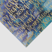 Blauw Vrouw Gezicht Goud Inspirerend Citaten Tissuepapier (Detail)