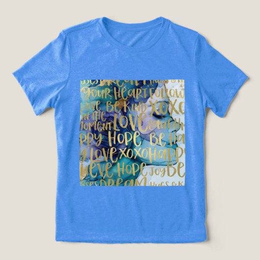 Blauw Vrouw Gezicht Goud Inspirerend Citaten Tri-Blend Shirt (Design voorkant)