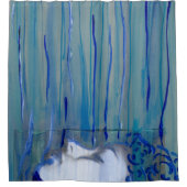 Blauw Vrouw Zelfportret Douchegordijn (Voorkant)