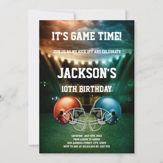 Blauw vs. Rood Football Verjaardagsuitnodiging Kaart (Voorkant)