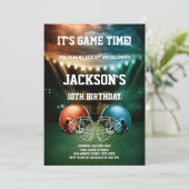 Blauw vs. Rood Football Verjaardagsuitnodiging Kaart (Staand voorkant)