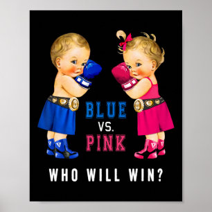Blauw vs Roze Boksen Baby's Geslacht Onthullen Fee Poster