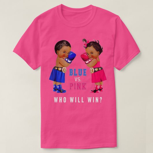Blauw vs Roze Etnische Boxing Baby's Geslacht T-shirt (Design voorkant)