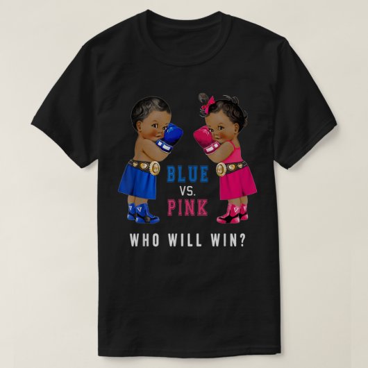 Blauw vs Roze Etnische Boxing Baby's Geslacht T- T-shirt (Design voorkant)