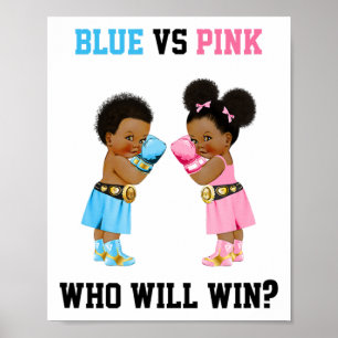 Blauw vs Roze Wie zal winnen Boksen thema Gender R Poster
