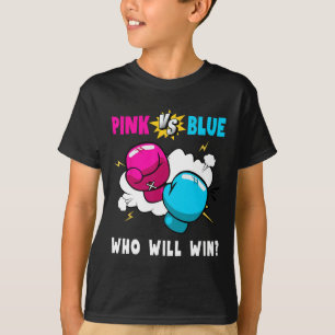 Blauw vs Roze Wie zal winnen Gender Reveal Party B T-shirt