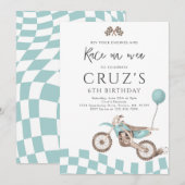 Blauw Vuil Fietsjongen Motorcross Racing Verjaarda Kaart (Voorkant / Achterkant)