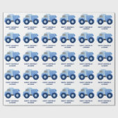 Blauw vuilniswagen Kind Birthday Wrapping Paper Cadeaupapier (Vlak)