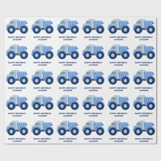 Blauw vuilniswagen Kind Birthday Wrapping Paper Cadeaupapier (Zoom)