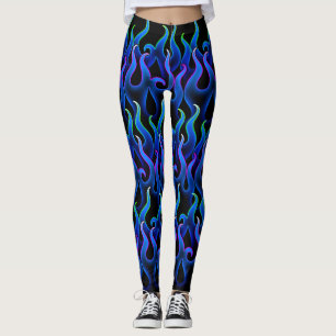 Blauw Vuur Elektrische Vlammen Halloween Kostuum Leggings