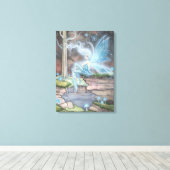 Blauw Vuur Fantasie Fee Kunst Omwikkelde Canvas Afdruk (Insitu (Houten vloer))