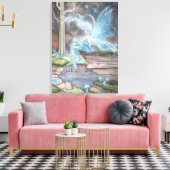 Blauw Vuur Fantasie Fee Kunst Omwikkelde Canvas Afdruk (Insitu (Woonkamer))