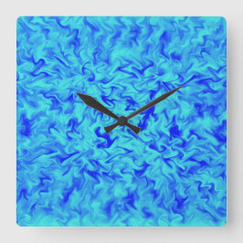 Blauw Vuur Vierkante Klok