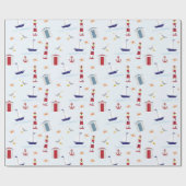 Blauw vuurtoren cadeaupapier (Vlak)