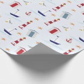 Blauw vuurtoren cadeaupapier (Hoek)