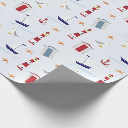 Blauw vuurtoren cadeaupapier (Hoek)