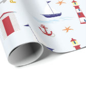Blauw vuurtoren cadeaupapier (Rol Hoek)