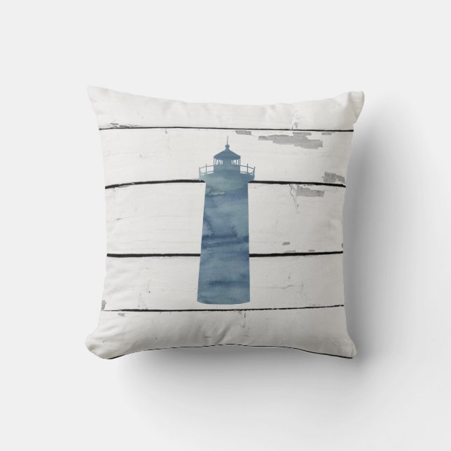 Blauw vuurtoren Schilderen Nautisch Sierkussen (Voorkant)